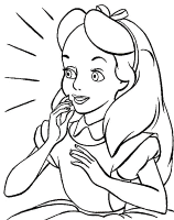 A coloring page of alice in wonderland